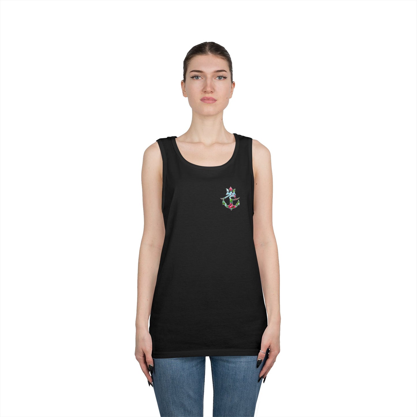 Nautical Floral Anchor Tank Top, Beachwear, Summer Essentials, Unisex Cotton Sleeveless Shirt, Vacation Outfit, Boho Style