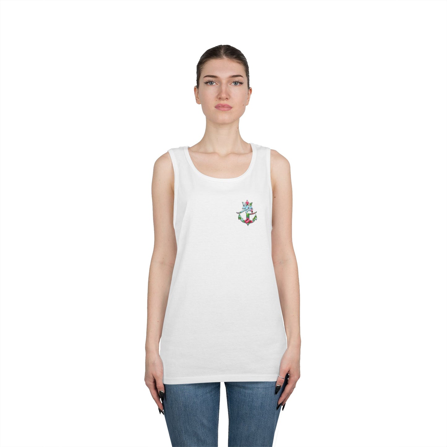 Nautical Floral Anchor Tank Top, Beachwear, Summer Essentials, Unisex Cotton Sleeveless Shirt, Vacation Outfit, Boho Style
