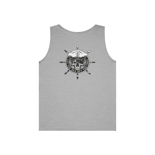 Nautical Skull Tank Top, Summer Apparel, Beach Wear, Unisex Fashion, Gift for Sailors, Ocean Lover's Gift
