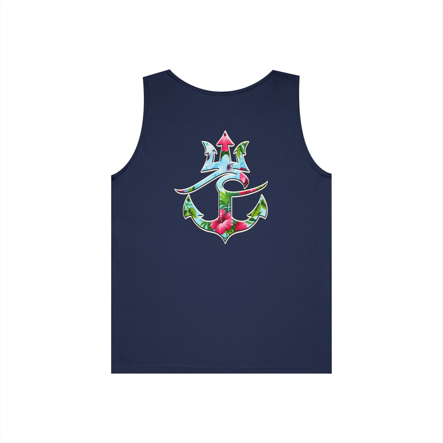 Nautical Floral Anchor Tank Top, Beachwear, Summer Essentials, Unisex Cotton Sleeveless Shirt, Vacation Outfit, Boho Style