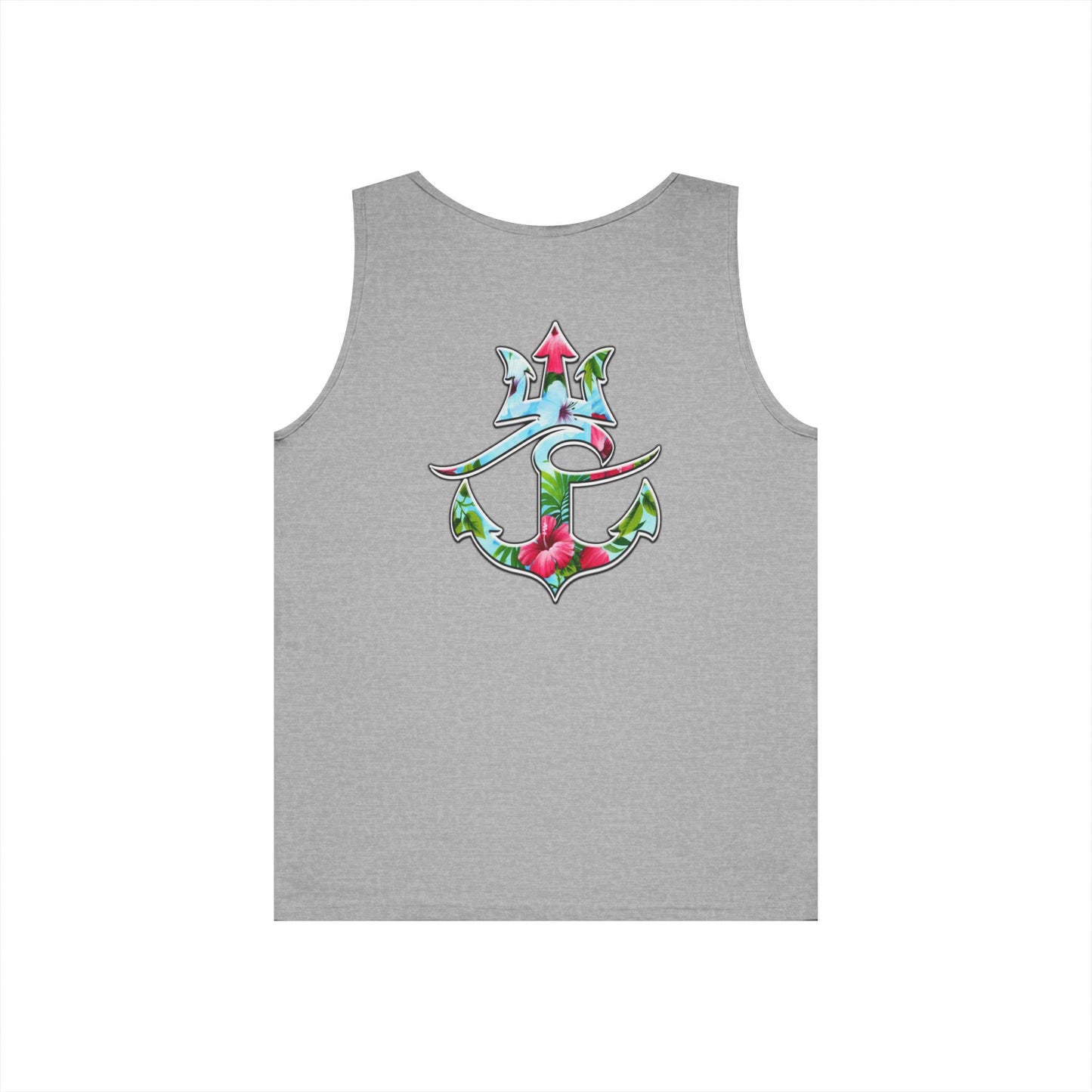 Nautical Floral Anchor Tank Top, Beachwear, Summer Essentials, Unisex Cotton Sleeveless Shirt, Vacation Outfit, Boho Style
