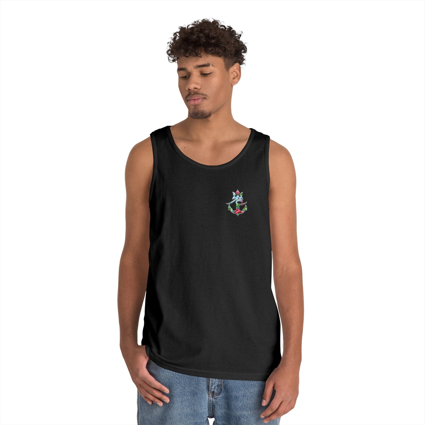 Nautical Floral Anchor Tank Top, Beachwear, Summer Essentials, Unisex Cotton Sleeveless Shirt, Vacation Outfit, Boho Style