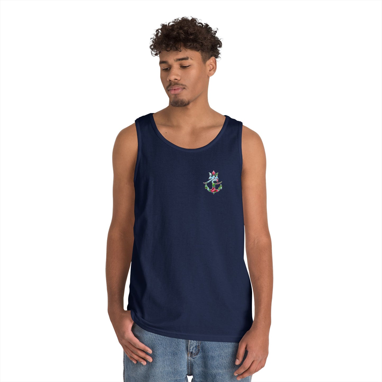 Nautical Floral Anchor Tank Top, Beachwear, Summer Essentials, Unisex Cotton Sleeveless Shirt, Vacation Outfit, Boho Style