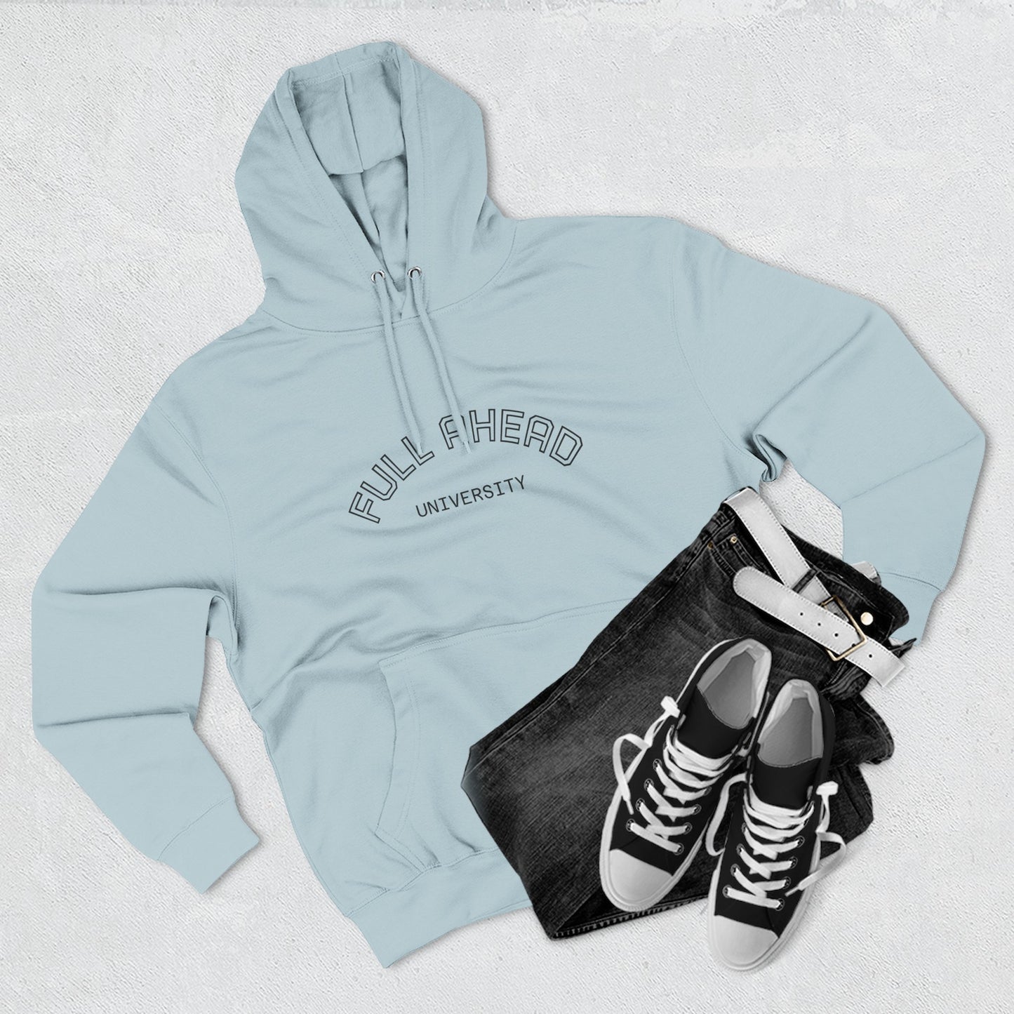 Cozy Fleece Hoodie for College Students, Full Ahead Design, Perfect for Casual Outings, Gifts for Graduates, Nautical Style