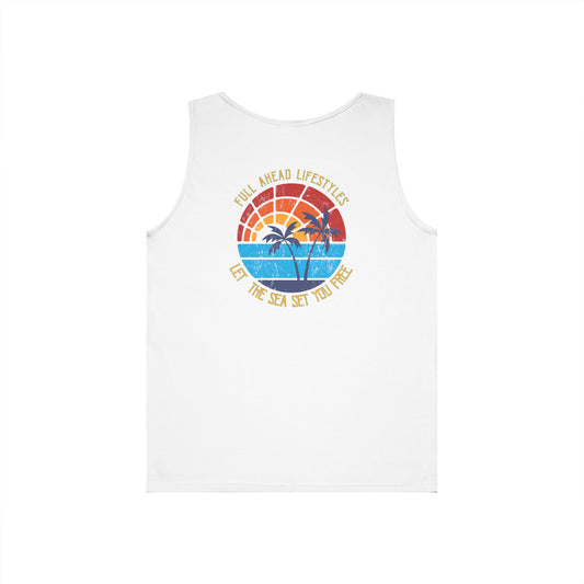 Sunset Vibes Unisex Cotton Tank Top – Beachwear, Summer Fashion, Vacation Top, Casual Wear, Gift Idea