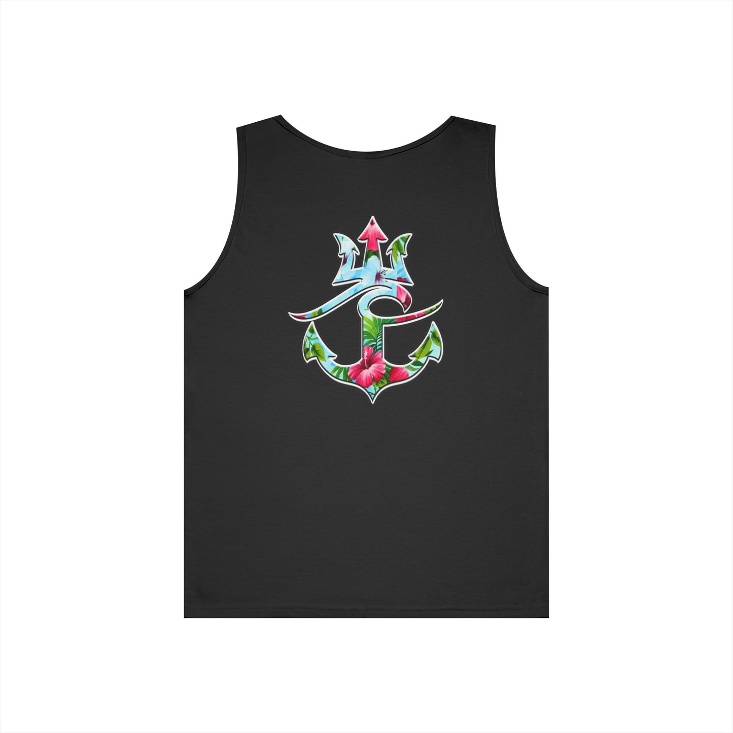 Nautical Floral Anchor Tank Top, Beachwear, Summer Essentials, Unisex Cotton Sleeveless Shirt, Vacation Outfit, Boho Style