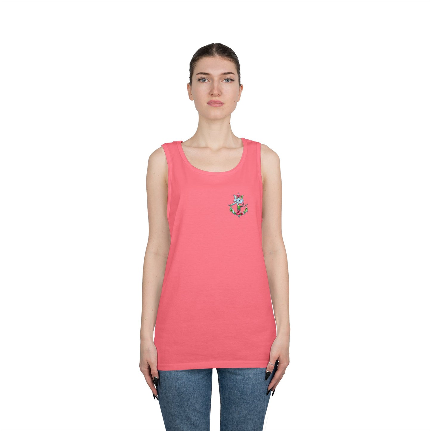 Nautical Floral Anchor Tank Top, Beachwear, Summer Essentials, Unisex Cotton Sleeveless Shirt, Vacation Outfit, Boho Style