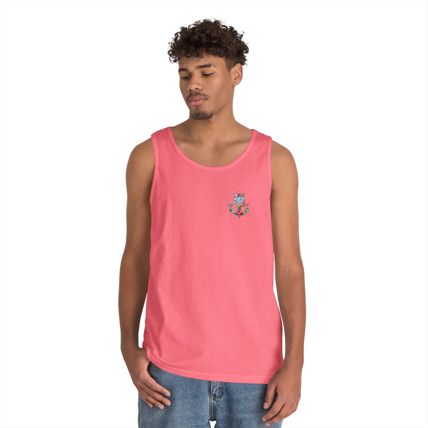 Nautical Floral Anchor Tank Top, Beachwear, Summer Essentials, Unisex Cotton Sleeveless Shirt, Vacation Outfit, Boho Style