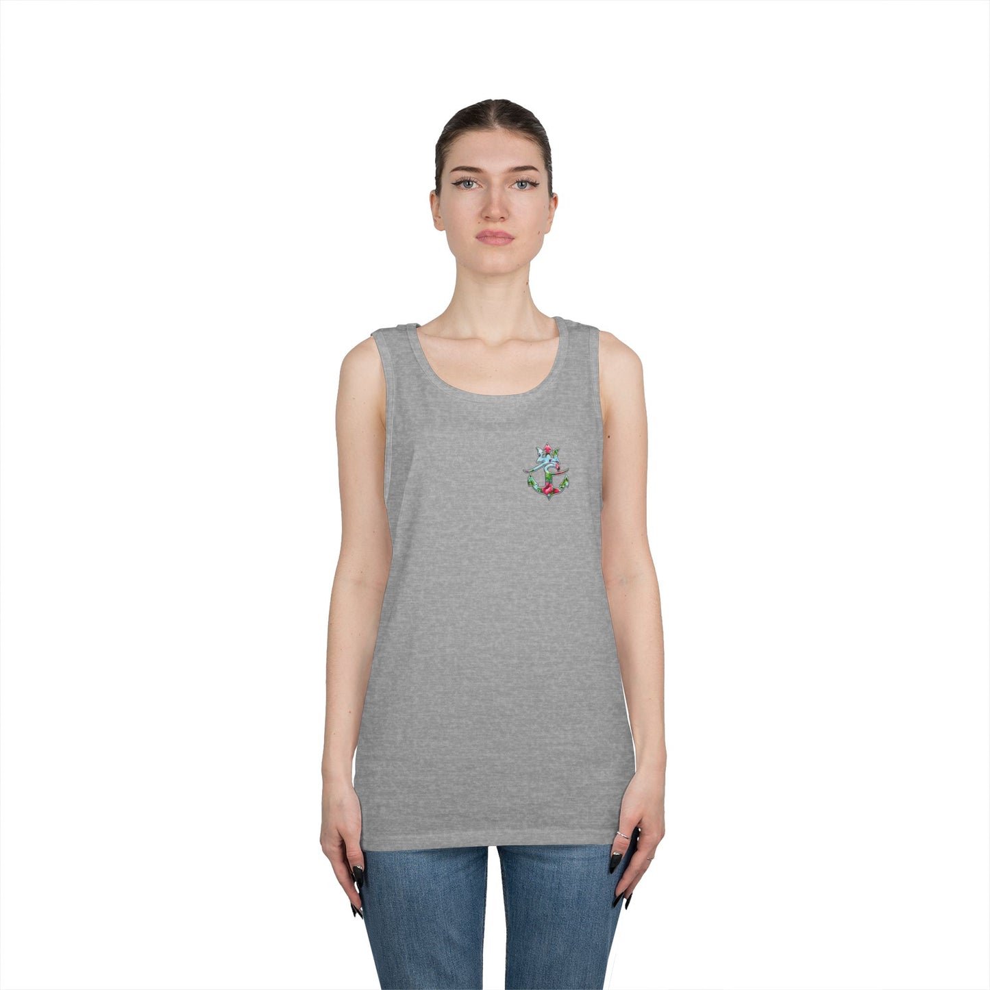 Nautical Floral Anchor Tank Top, Beachwear, Summer Essentials, Unisex Cotton Sleeveless Shirt, Vacation Outfit, Boho Style