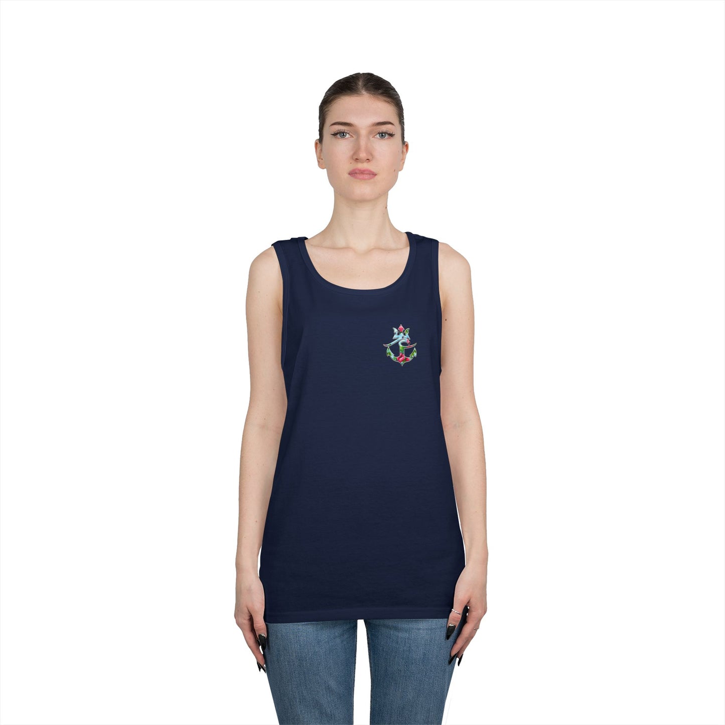 Nautical Floral Anchor Tank Top, Beachwear, Summer Essentials, Unisex Cotton Sleeveless Shirt, Vacation Outfit, Boho Style
