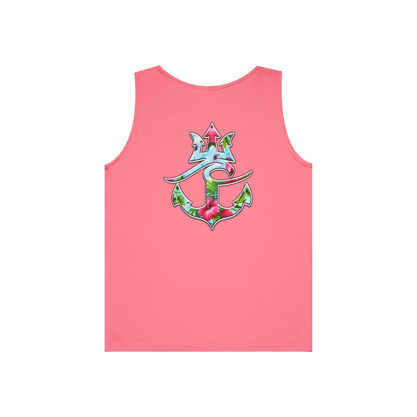Nautical Floral Anchor Tank Top, Beachwear, Summer Essentials, Unisex Cotton Sleeveless Shirt, Vacation Outfit, Boho Style