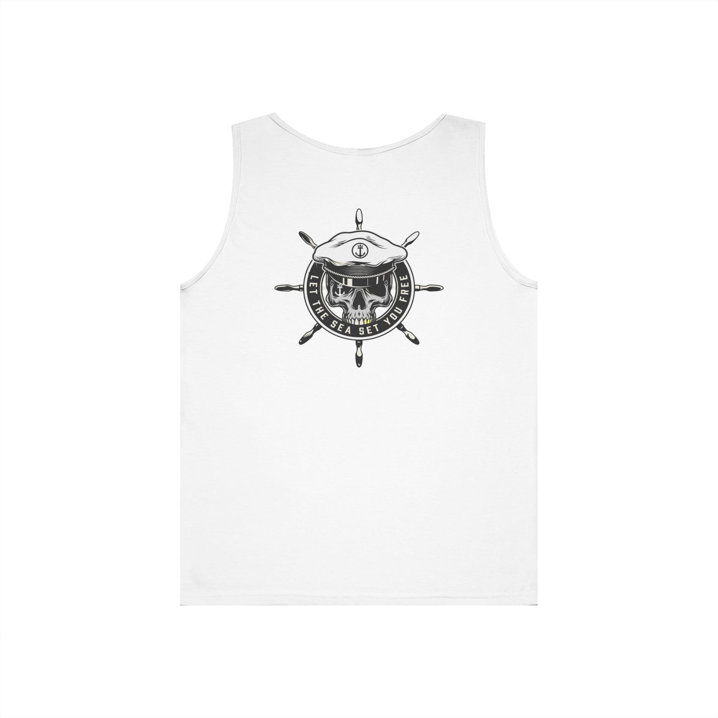 Nautical Skull Tank Top, Summer Apparel, Beach Wear, Unisex Fashion, Gift for Sailors, Ocean Lover's Gift