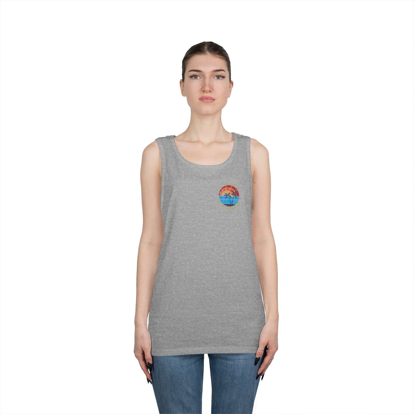Sunset Vibes Unisex Cotton Tank Top – Beachwear, Summer Fashion, Vacation Top, Casual Wear, Gift Idea