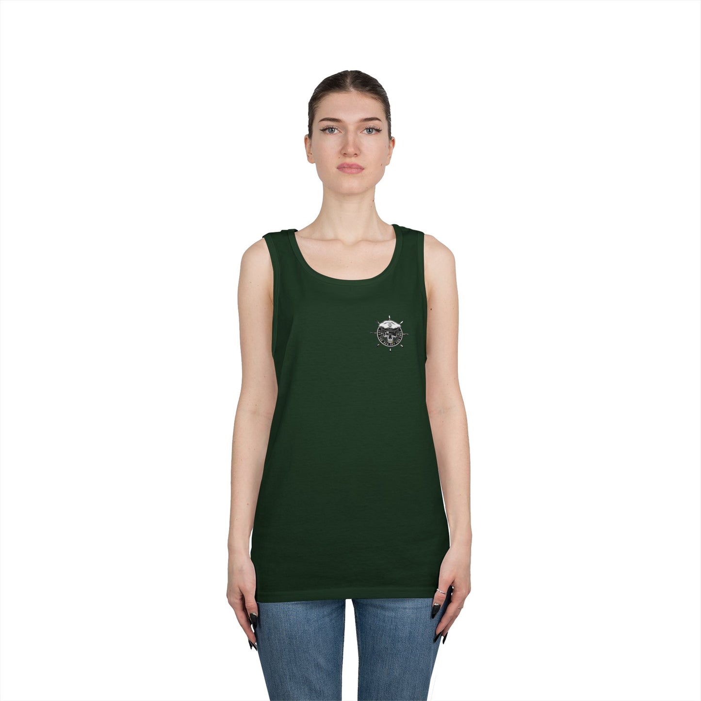 Nautical Skull Tank Top, Summer Apparel, Beach Wear, Unisex Fashion, Gift for Sailors, Ocean Lover's Gift