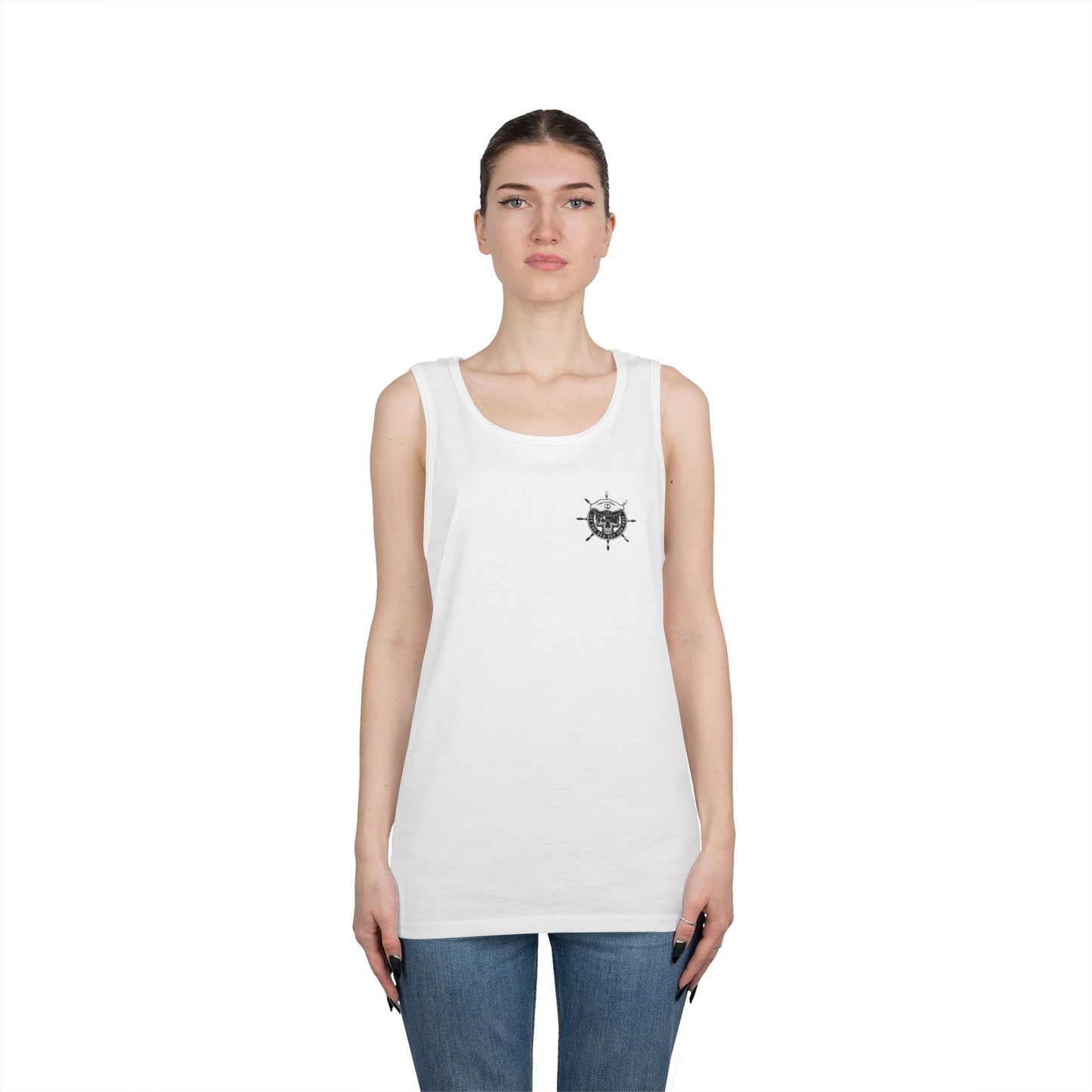 Nautical Skull Tank Top, Summer Apparel, Beach Wear, Unisex Fashion, Gift for Sailors, Ocean Lover's Gift