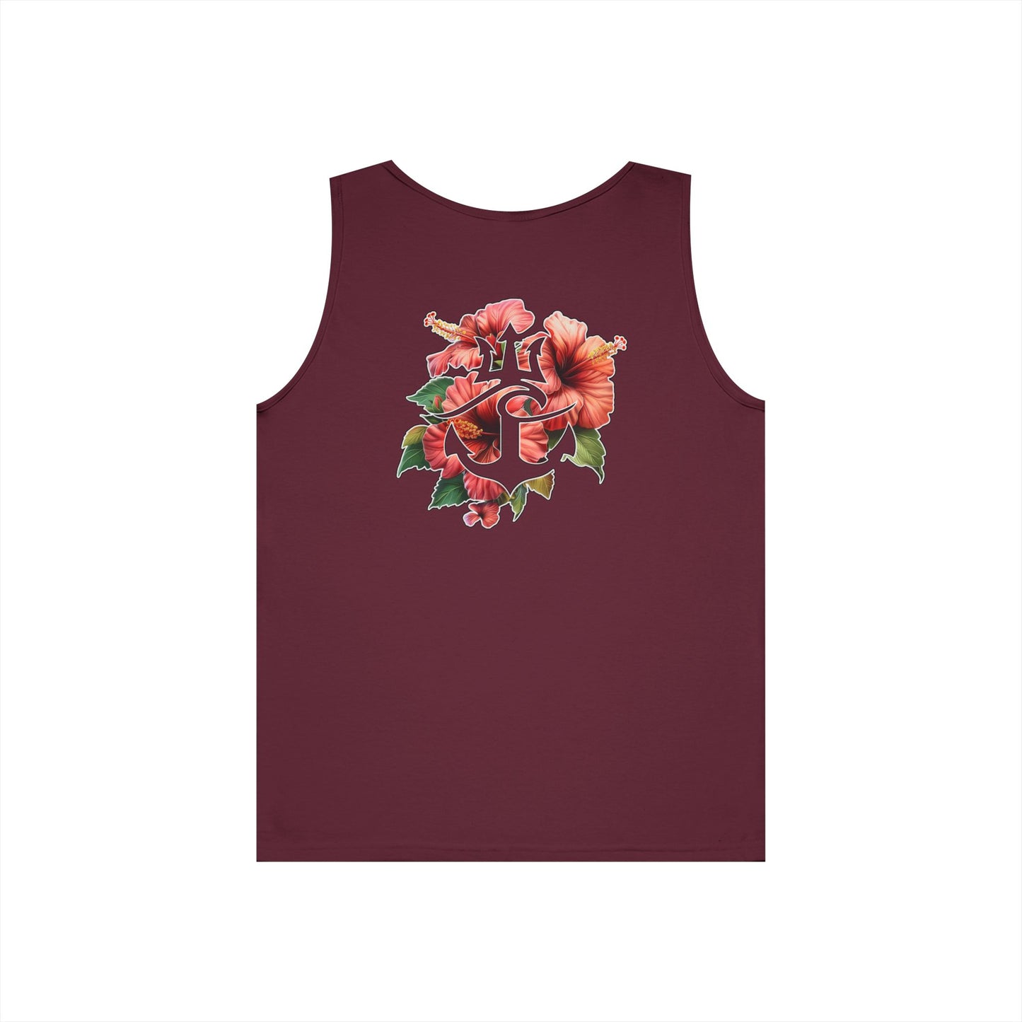 Hibiscus Floral Unisex Tank Top, Summer Tank, Beachwear, Casual Attire, Festival Clothing, Gift for Him & Her