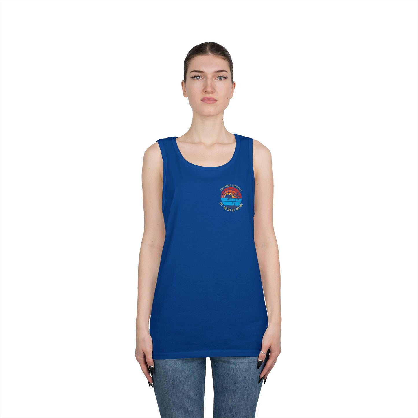 Sunset Vibes Unisex Cotton Tank Top – Beachwear, Summer Fashion, Vacation Top, Casual Wear, Gift Idea