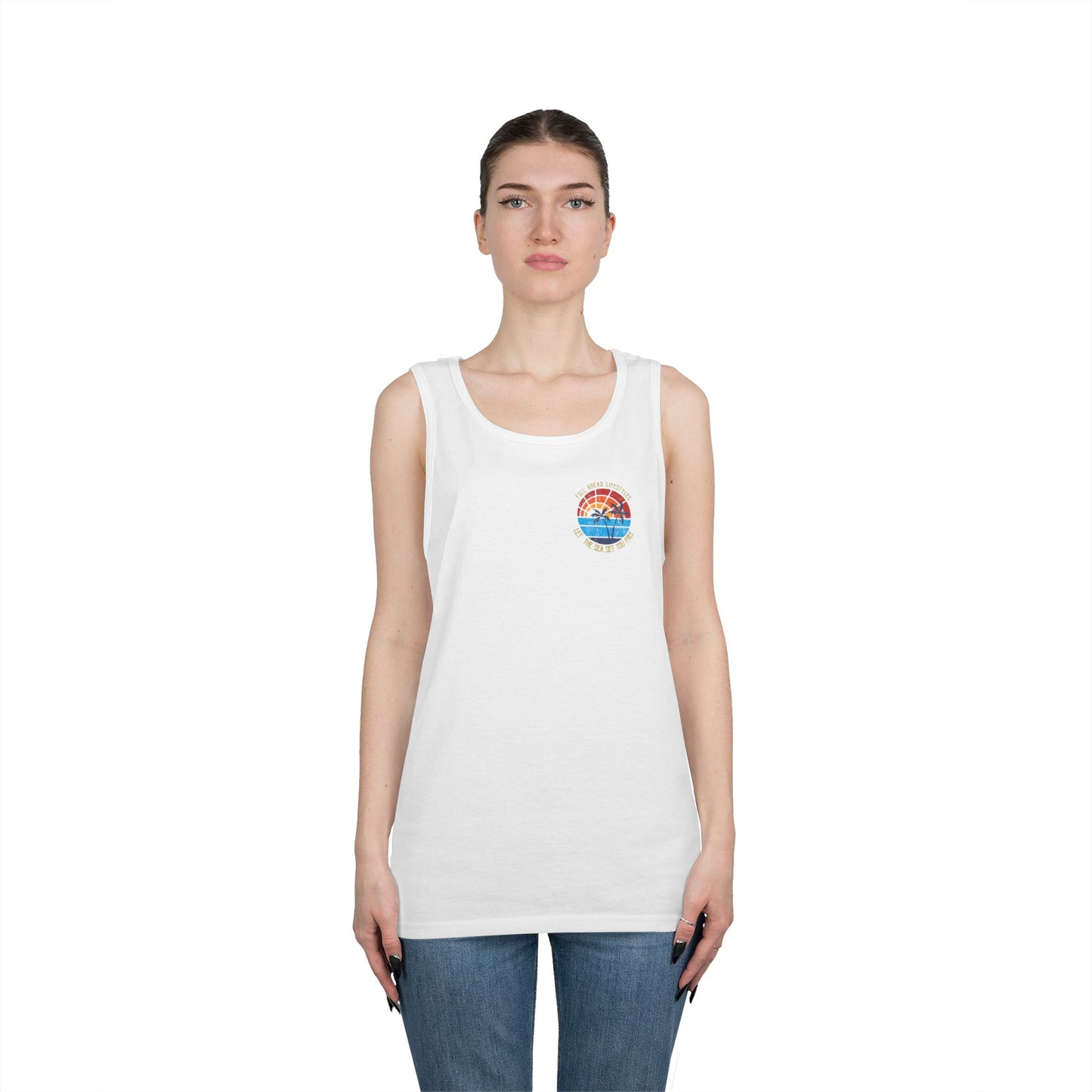 Sunset Vibes Unisex Cotton Tank Top – Beachwear, Summer Fashion, Vacation Top, Casual Wear, Gift Idea