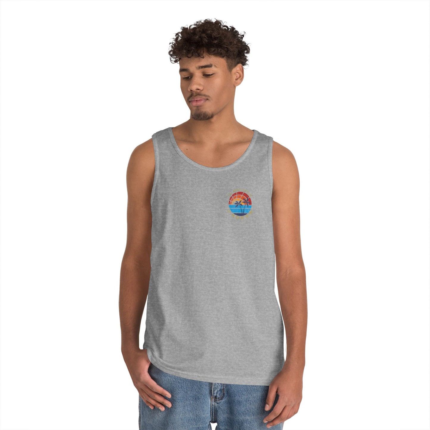 Sunset Vibes Unisex Cotton Tank Top – Beachwear, Summer Fashion, Vacation Top, Casual Wear, Gift Idea